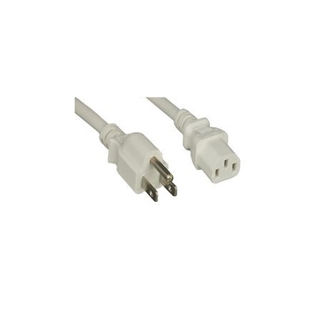 Cable Wholesale Computer / Monitor Power Cord, White, NEMA 5-15P to C13, 18AWG, 10 Amp, 3 foot 10W1-01203WH